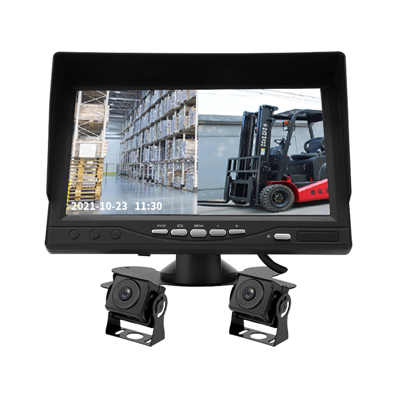 九盾安防两路视频监控叉车行车记录仪盲区检测360度摄影
